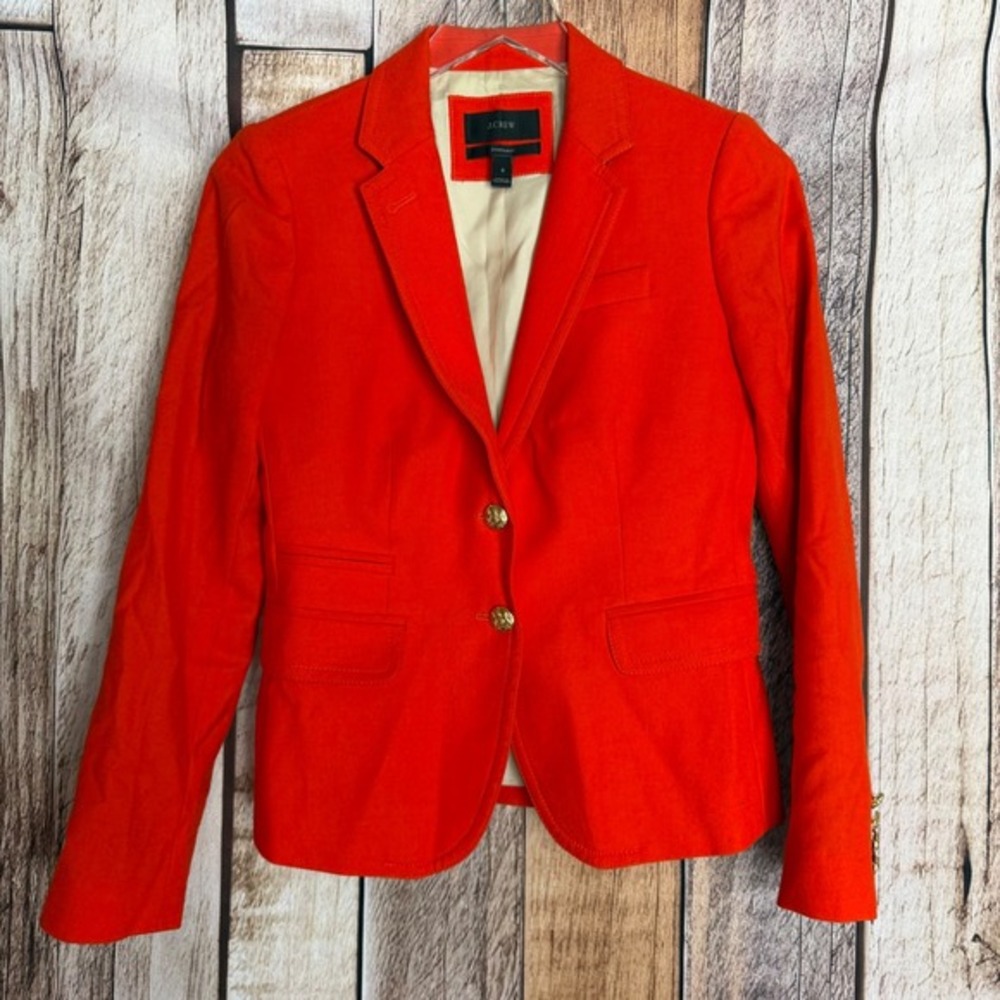 J.Crew Blazer Schoolboy Wool‎ Classic Preppy Workwear Red Academia Power Size 0